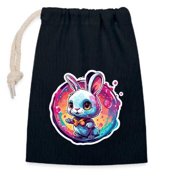 Animal in Soap Bubble / Childlike / Cute / Bunny - Closable cotton gift bag (14x20cm) - navy - Front