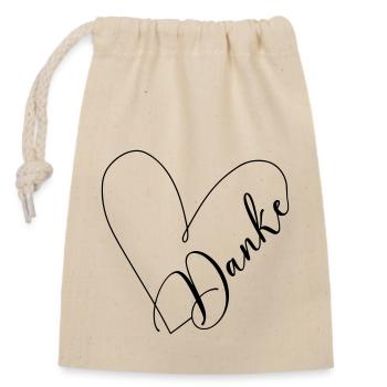 Merci cœur - Sac cadeau en coton avec cordon (14 x 20 cm) - nature - Devant