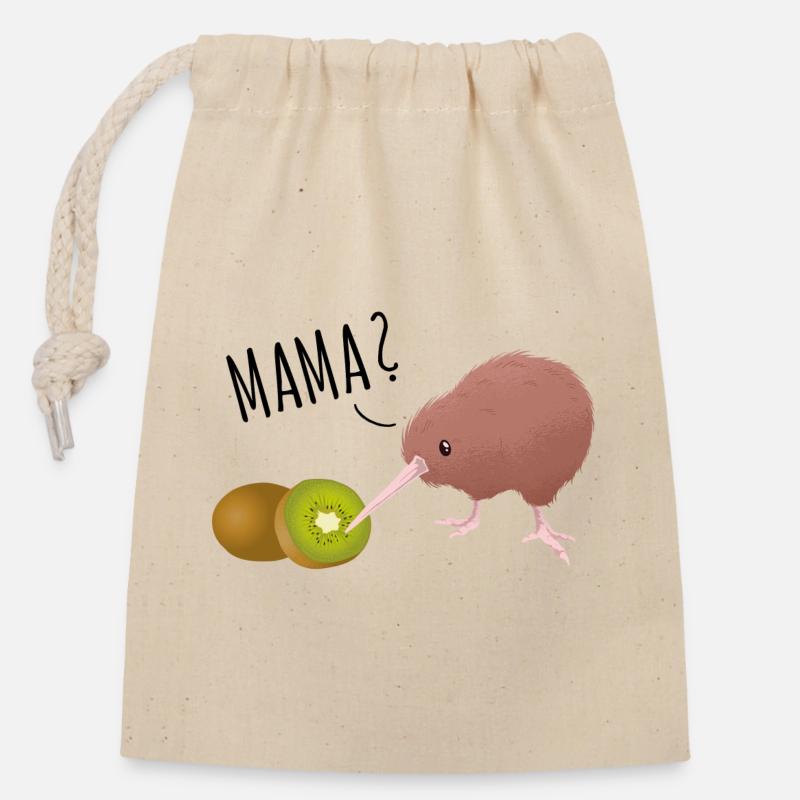 Kiwi Mama - Bist du's? - Verschließbarer Geschenkbeutel aus Baumwolle (14x20cm) - Natur