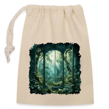 Fenster im Wald / Bäume / Ausblick / Wildnis - Verschließbarer Geschenkbeutel aus Baumwolle (14x20cm) - Natur - Vorne