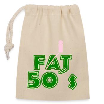 fat 50s green pink - Closable cotton gift bag (14x20cm) - nature - Front