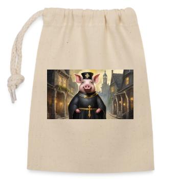 Pun ambiguous german expression – Schweinepriester - Closable cotton gift bag (14x20cm) - nature - Front