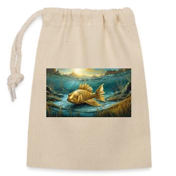 Pun ambiguous expression - Goldfisch (goldfish) - Closable cotton gift bag (14x20cm) - nature - Front