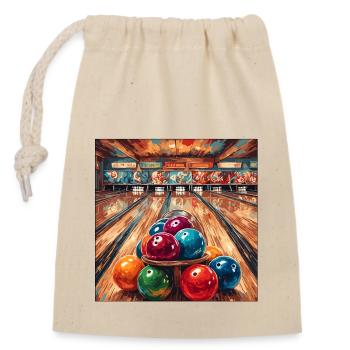 Bowling / Skittles / Bowling Alley / Pin / Strike - Closable cotton gift bag (14x20cm) - nature - Front