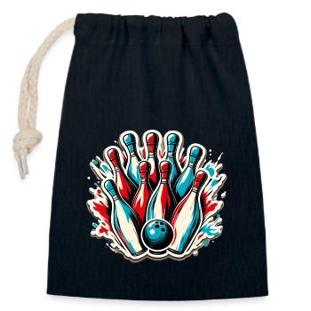 Bowling / Skittles / Bowling Alley / Pin / Strike - Closable cotton gift bag (14x20cm) - navy - Front