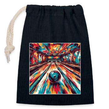 Bowling / Skittles / Bowling Alley / Pin / Strike - Closable cotton gift bag (14x20cm) - navy - Front
