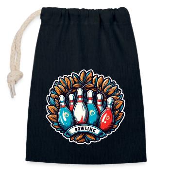 Bowling / Skittles / Bowling Alley / Pin / Strike - Closable cotton gift bag (14x20cm) - navy - Front