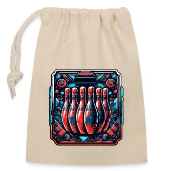 Bowling / Skittles / Bowling Alley / Pin / Strike - Closable cotton gift bag (14x20cm) - nature - Front