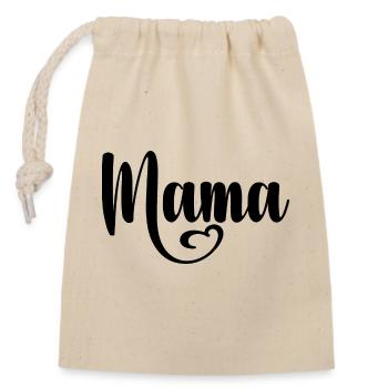 Chemise graphique maman avec coeur - Sac cadeau en coton avec cordon (14 x 20 cm) - nature - Devant