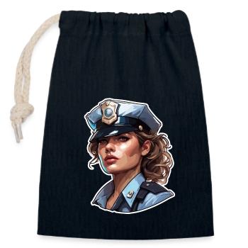 Polizei / Einsatz / Beruf / Job / Einsatzkräfte - Verschließbarer Geschenkbeutel aus Baumwolle (14x20cm) - Navy - Vorne
