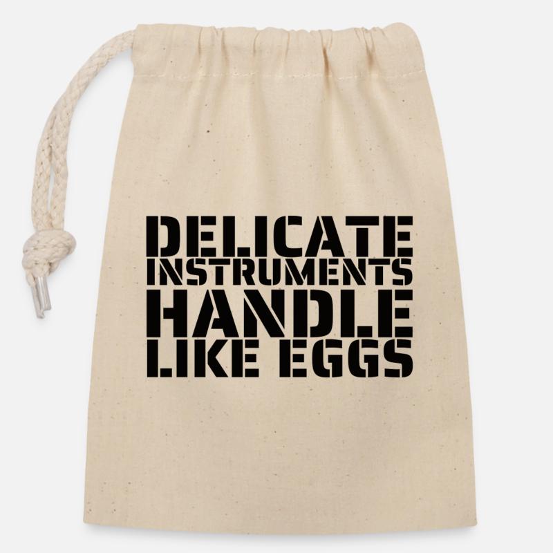 Handle like eggs - Closable cotton gift bag (14x20cm) - nature