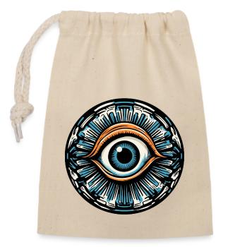 Psychédélique / Oeil / Psychobilly / Bande dessinée / Coloré - Sac cadeau en coton avec cordon (14 x 20 cm) - nature - Devant