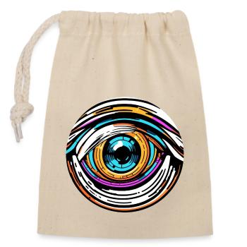Psychédélique / Oeil / Psychobilly / Bande dessinée / Coloré - Sac cadeau en coton avec cordon (14 x 20 cm) - nature - Devant