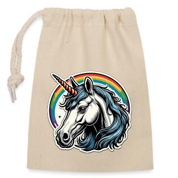 Unicorn / Mythical Creatures / Fairy Tale / Magic / Glitter - Closable cotton gift bag (14x20cm) - nature - Front