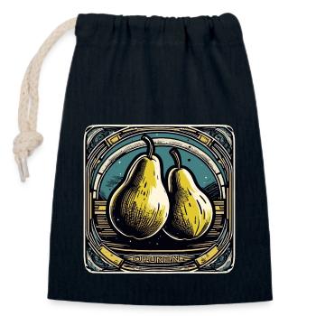 Food / Fruit / Market / Vitamins / Design - Closable cotton gift bag (14x20cm) - navy - Front