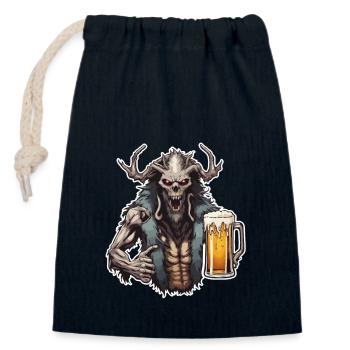 Wendigo / maléfique / Possessif / Horreur - Sac cadeau en coton avec cordon (14 x 20 cm) - bleu marine - Devant