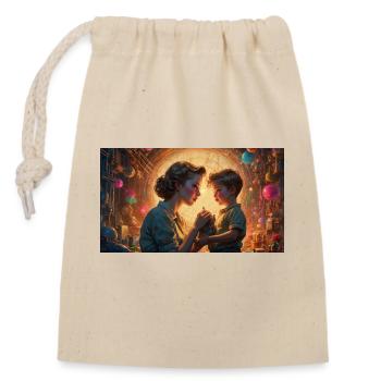 Mother, Child and Technology - Retro 50s - Closable cotton gift bag (14x20cm) - nature - Front