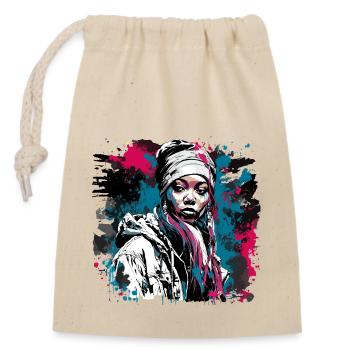 Rapper / Hip Hop / Song / Cool / Rhymes / Beat - Closable cotton gift bag (14x20cm) - nature - Front
