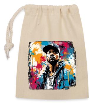 Rapper / Hip Hop / Song / Cool / Rhymes / Beat - Closable cotton gift bag (14x20cm) - nature - Front