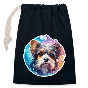 Animal in Soap Bubble / Childlike / Cute / Dog - Closable cotton gift bag (14x20cm) - navy - Front