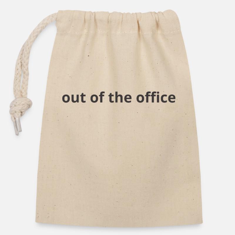 out of the office 1 - Closable cotton gift bag (14x20cm) - nature