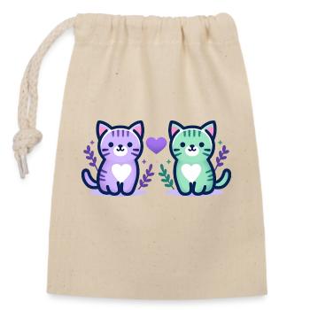 Amour des chats - Sac cadeau en coton avec cordon (14 x 20 cm) - nature - Devant