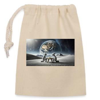 extraterrestre gris à la surface de la lune – dîner - Sac cadeau en coton avec cordon (14 x 20 cm) - nature - Devant