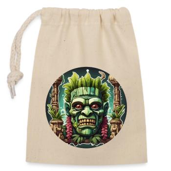 Tiki / Hawaï / Tropical / Île / Culture / Logo - Sac cadeau en coton avec cordon (14 x 20 cm) - nature - Devant