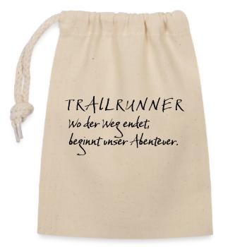 Trailrunner Spruch Weg - Verschließbarer Geschenkbeutel aus Baumwolle (14x20cm) - Natur - Vorne
