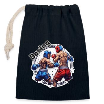 Boxer / Sport / Kampf / Arena / Boxring / Fäuste - Verschließbarer Geschenkbeutel aus Baumwolle (14x20cm) - Navy - Vorne