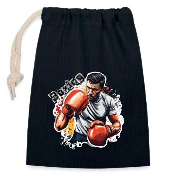 Boxer / Sport / Kampf / Arena / Boxring / Fäuste - Verschließbarer Geschenkbeutel aus Baumwolle (14x20cm) - Navy - Vorne