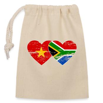 Vietnam Afrique du Sud Drapeau Coeur Utilisé - Sac cadeau en coton avec cordon (14 x 20 cm) - nature - Devant