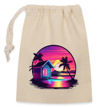 Lakeside House / Cabin / Lake / Mountains / Nature /Forest - Closable cotton gift bag (14x20cm) - nature - Front