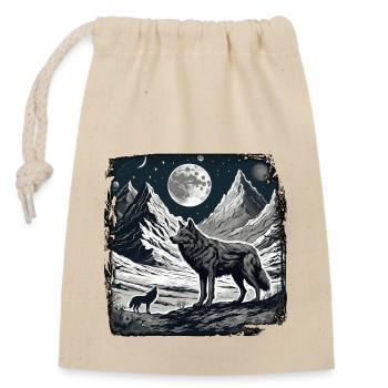 Wolf / Rudel / Wald / Wild / Tierwelt / heulen - Verschließbarer Geschenkbeutel aus Baumwolle (14x20cm) - Natur - Vorne