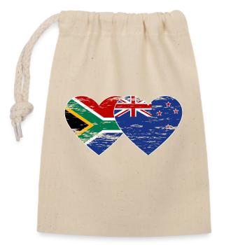 South Africa New Zealand Flag Heart Used - Closable cotton gift bag (14x20cm) - nature - Front