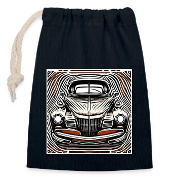 Car / Vehicle / Passenger Car / Mobile / Old Timer / Driving - Closable cotton gift bag (14x20cm) - navy - Front