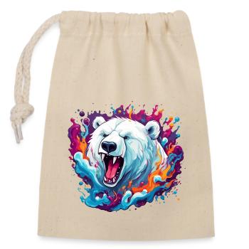 Ours polaire / Animal / Norpol / hiver / enfantin / mignon - Sac cadeau en coton avec cordon (14 x 20 cm) - nature - Devant