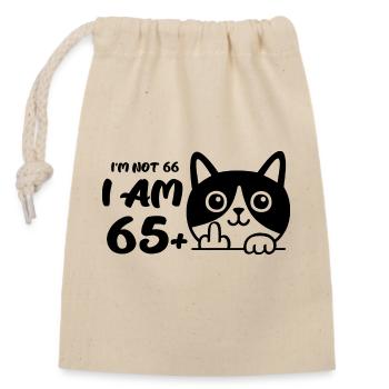 Je n’ai pas 66 ans, j’en ai 65 plus 1 doigt d’honneur - Sac cadeau en coton avec cordon (14 x 20 cm) - nature - Devant
