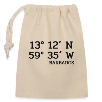 Barbados Coordinates - Koordinaten - West Indies - Closable cotton gift bag (14x20cm) - nature - Front