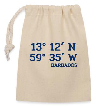 Barbados Coordinates - Koordinaten - West Indies - Closable cotton gift bag (14x20cm) - nature - Front