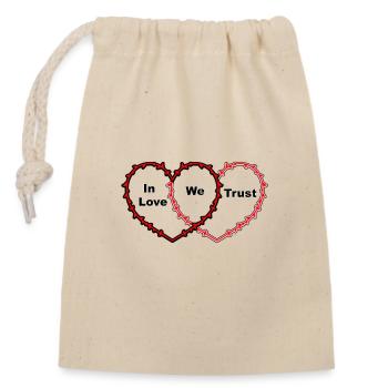 In Love We Trust - Closable cotton gift bag (14x20cm) - nature - Front