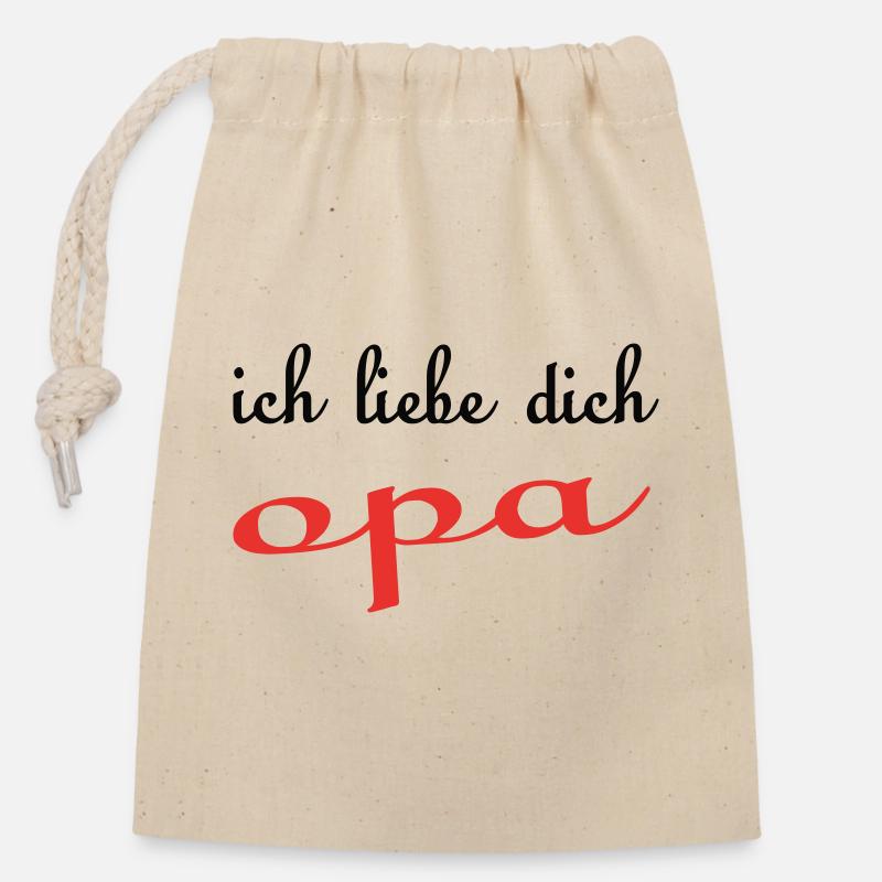 Ich liebe dich opa - Verschließbarer Geschenkbeutel aus Baumwolle (14x20cm) - Natur