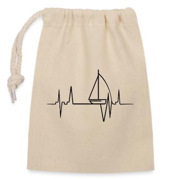 Segelboot Heartbeat Segelboot - Verschließbarer Geschenkbeutel aus Baumwolle (14x20cm) - Natur - Vorne