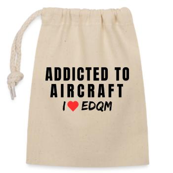 Addicted to Aircraft - I Love EDQM - Verschließbarer Geschenkbeutel aus Baumwolle (14x20cm) - Natur - Vorne