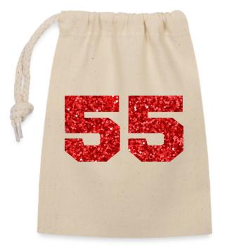 Number 55 Red Glitter - 55th Anniversary - Closable cotton gift bag (14x20cm) - nature - Front