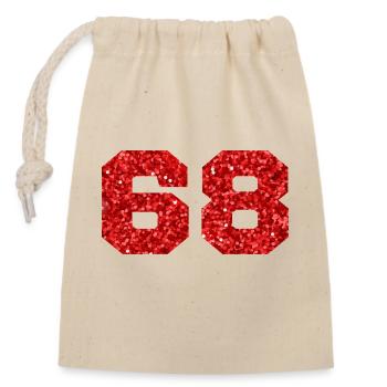 Nummer 68 Roter Glitzer - 68-jähriges Jubiläum - Verschließbarer Geschenkbeutel aus Baumwolle (14x20cm) - Natur - Vorne