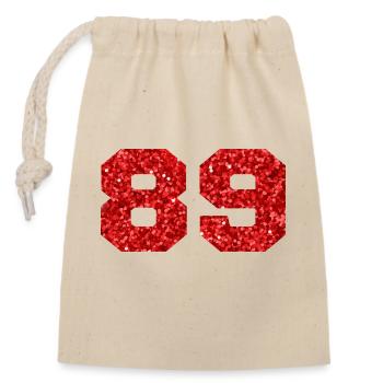 Number 89 Red Glitter - 89th Birthday - Closable cotton gift bag (14x20cm) - nature - Front