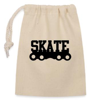 Skate - Verschließbarer Geschenkbeutel aus Baumwolle (14x20cm) - Natur - Vorne