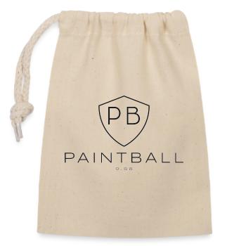 Einfaches Paintball-Logo, Wappencode .68 cal - Verschließbarer Geschenkbeutel aus Baumwolle (14x20cm) - Natur - Vorne
