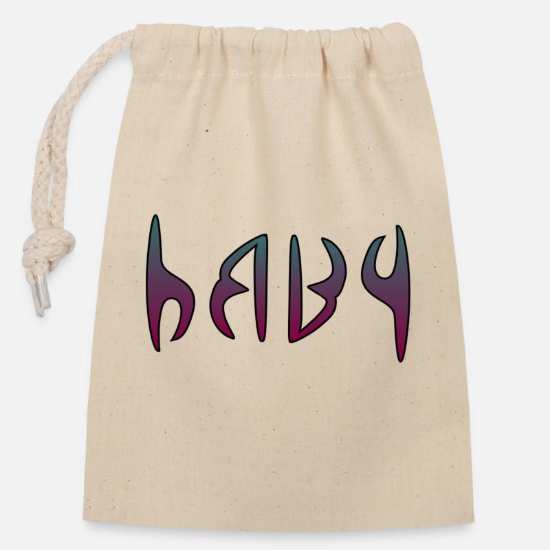 Baby - Closable cotton gift bag (14x20cm) - nature